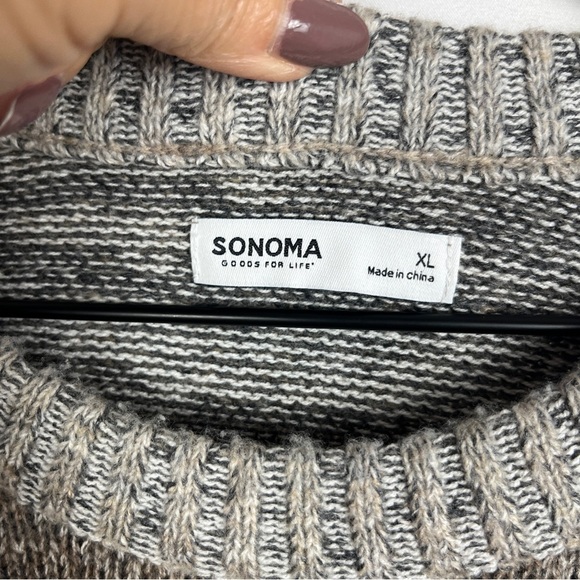 Men's Brown Gradient Lt Brown Ombre Crewneck Sweater Sonoma Size XL Winter Fall - Picture 5 of 11